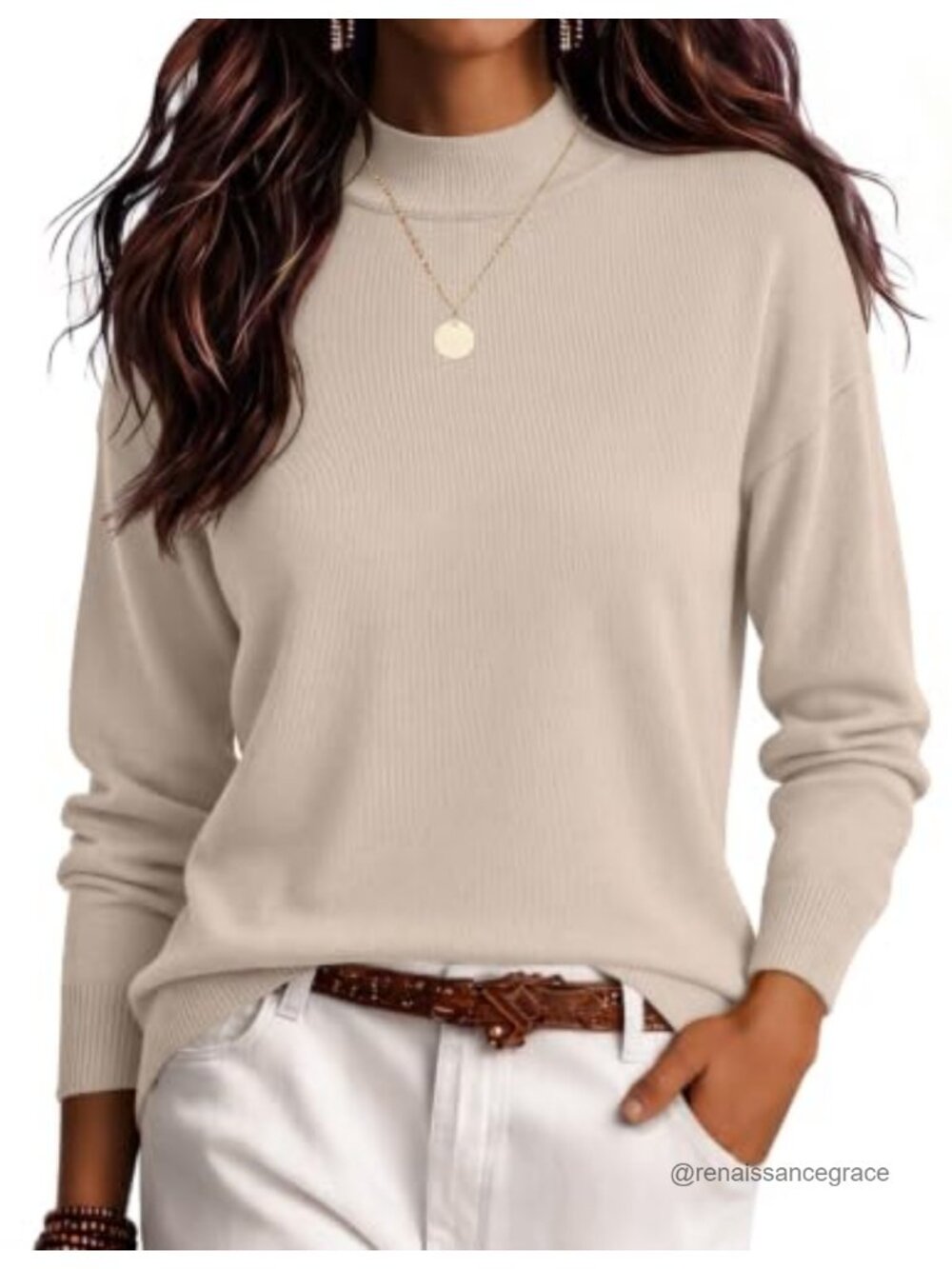 Womens Lightweight Turtleneck Pullover Sweater Long Sleeve Knit Top